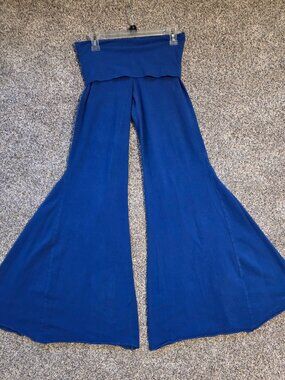 Women's Blue High-waisted Pants for Dancing or Casual Wear.